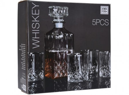 Eksklusivt whiskeysett med 4 glass og karaffel – nyt med stil!